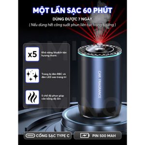 Máy khuếch tán tinh dầu xe ô tô có đèn LED chiếu sao