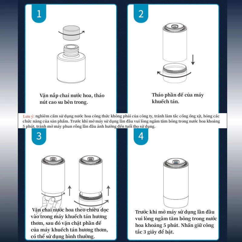 Máy khuếch tán tinh dầu xe ô tô có đèn LED chiếu sao - Ảnh 2